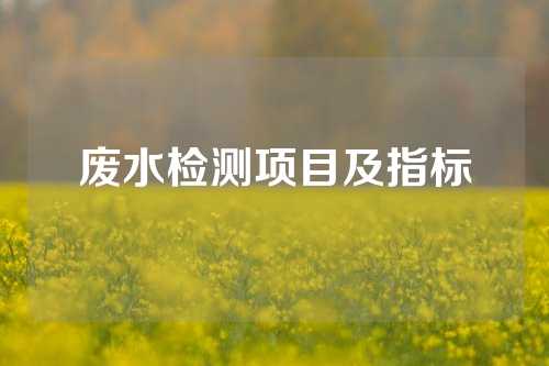 废水检测项目及指标