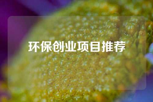环保创业项目推荐