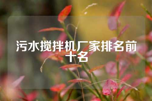 污水搅拌机厂家排名前十名
