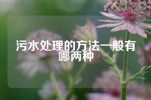 污水处理的方法一般有哪两种