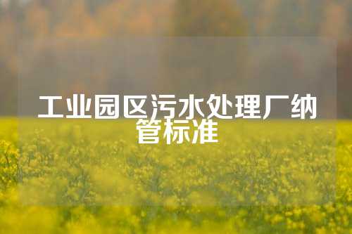工业园区污水处理厂纳管标准