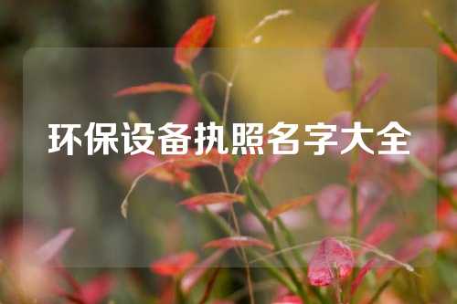环保设备执照名字大全
