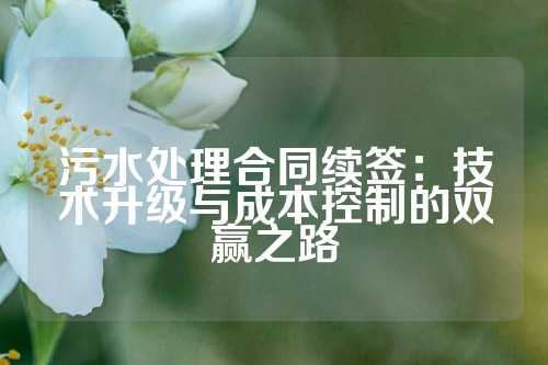 污水处理合同续签：技术升级与成本控制的双赢之路