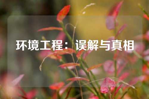 环境工程：误解与真相