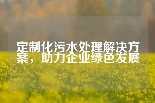 定制化污水处理解决方案，助力企业绿色发展