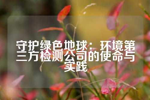 守护绿色地球：环境第三方检测公司的使命与实践