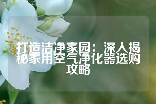 打造洁净家园：深入揭秘家用空气净化器选购攻略