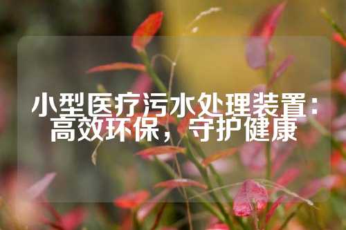 小型医疗污水处理装置：高效环保，守护健康