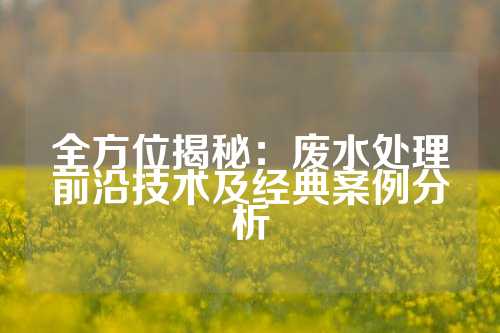 全方位揭秘：废水处理前沿技术及经典案例分析
