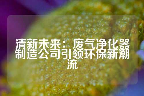 清新未来:废气净化器制造公司引领环保新潮流