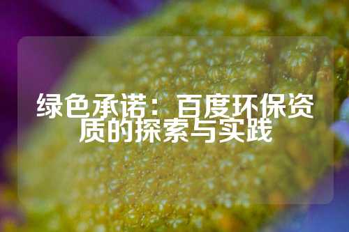 绿色承诺：百度环保资质的探索与实践