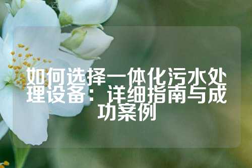 如何选择一体化污水处理设备：详细指南与成功案例