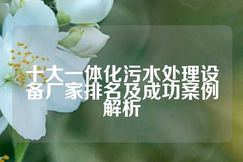 十大一体化污水处理设备厂家排名及成功案例解析