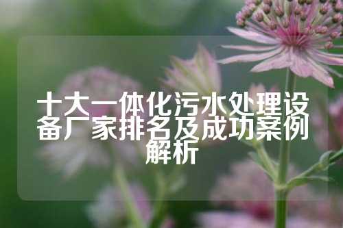 十大一体化污水处理设备厂家排名及成功案例解析