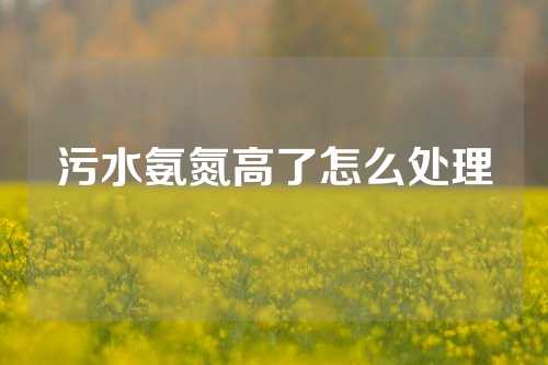 污水氨氮高了怎么处理