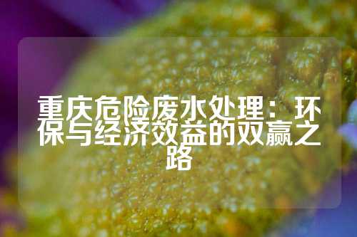重庆危险废水处理：环保与经济效益的双赢之路