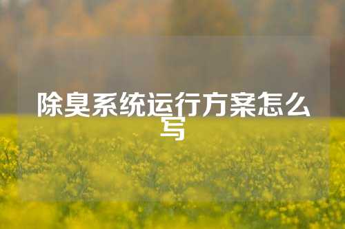 除臭系统运行方案怎么写