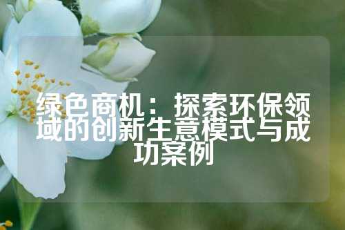 绿色商机：探索环保领域的创新生意模式与成功案例