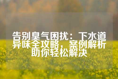 告别臭气困扰：下水道异味全攻略，案例解析助你轻松解决