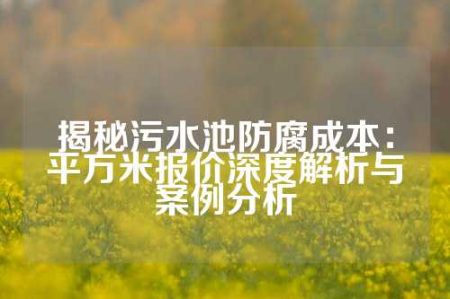 揭秘污水池防腐成本：平方米报价深度解析与案例分析