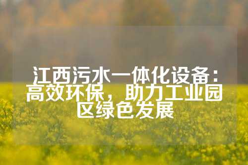 江西污水一体化设备：高效环保，助力工业园区绿色发展