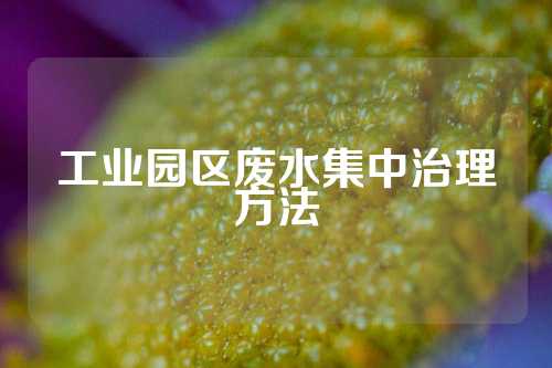 工业园区废水集中治理方法