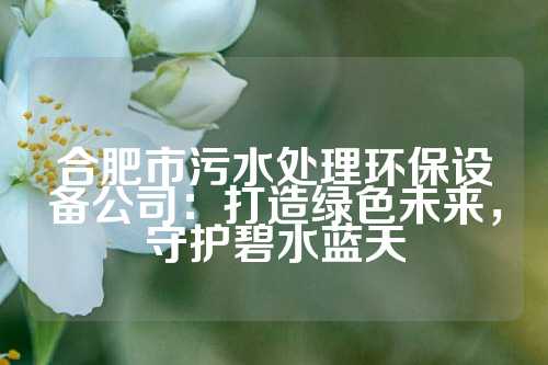 合肥市污水处理环保设备公司：打造绿色未来，守护碧水蓝天