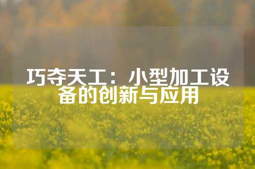 巧夺天工：小型加工设备的创新与应用