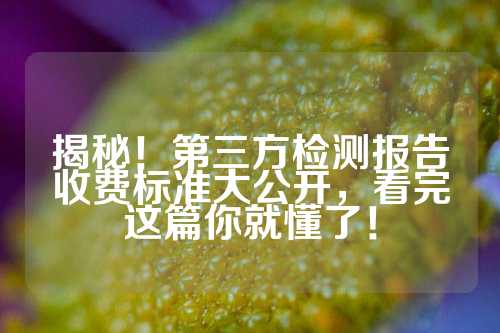 揭秘！第三方检测报告收费标准大公开，看完这篇你就懂了！