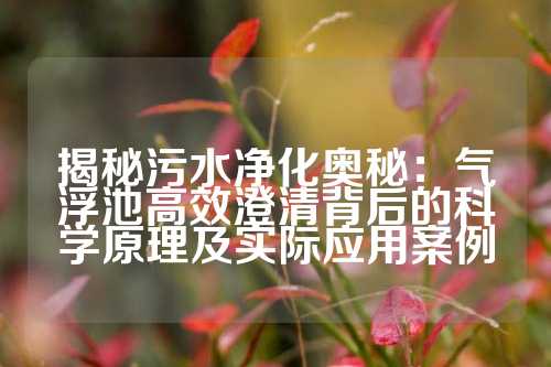 揭秘污水净化奥秘：气浮池高效澄清背后的科学原理及实际应用案例