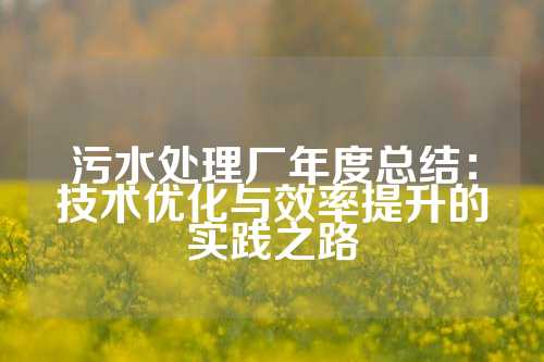 污水处理厂年度总结:技术优化与效率提升的实践之路