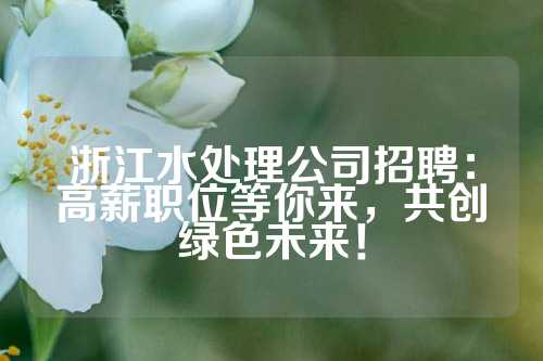 浙江水处理公司招聘：高薪职位等你来，共创绿色未来！