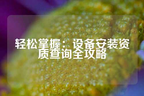 轻松掌握：设备安装资质查询全攻略