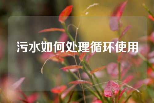 污水如何处理循环使用