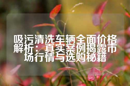 吸污清洗车辆全面价格解析：真实案例揭露市场行情与选购秘籍
