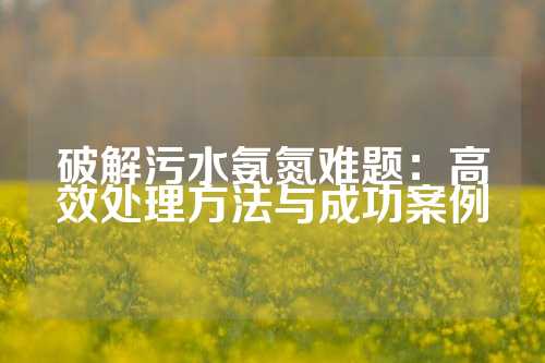 破解污水氨氮难题：高效处理方法与成功案例