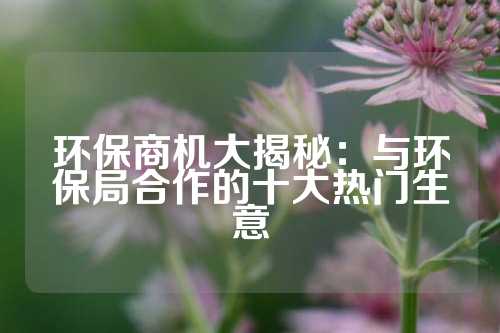 环保商机大揭秘：与环保局合作的十大热门生意