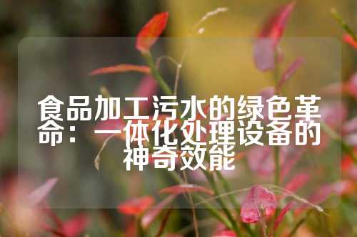 食品加工污水的绿色革命：一体化处理设备的神奇效能