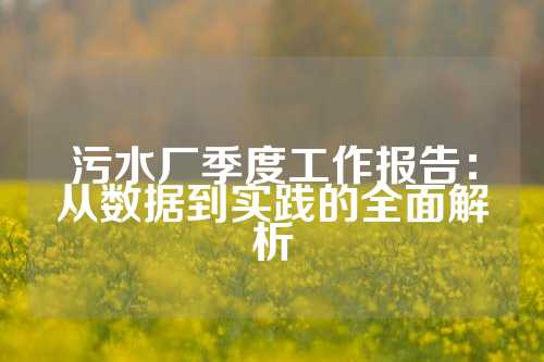 污水厂季度工作报告：从数据到实践的全面解析