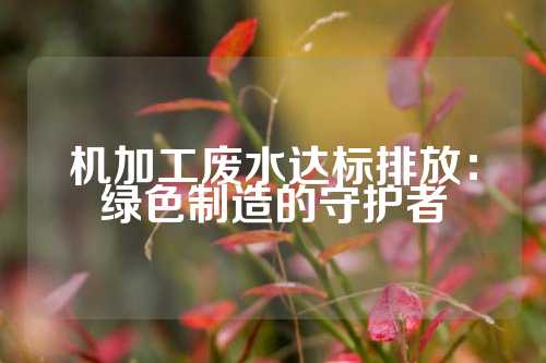 机加工废水达标排放：绿色制造的守护者