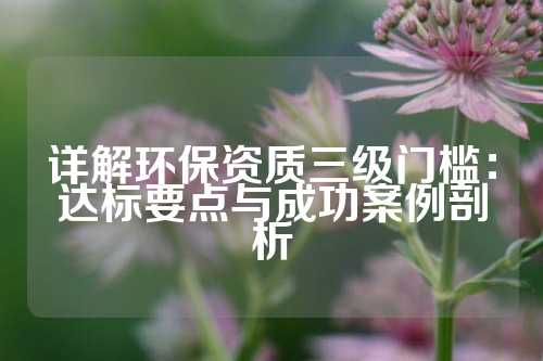 详解环保资质三级门槛：达标要点与成功案例剖析