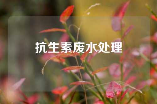 抗生素废水处理