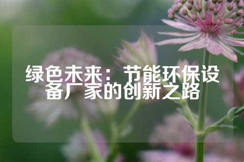 绿色未来：节能环保设备厂家的创新之路